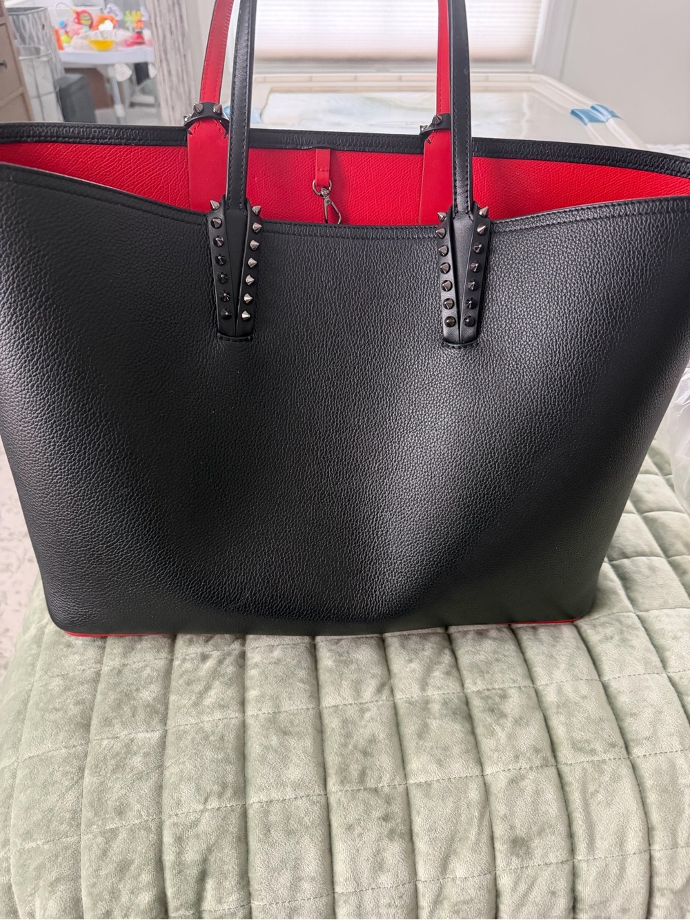 Black and Red Christian Louboutin Studded Tote Bag - Picture 2 of 9